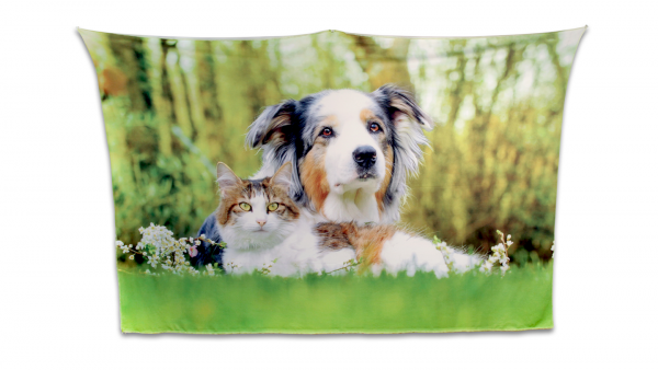 Precious cat and dog friends tapestry by Rescue Strays Shelter